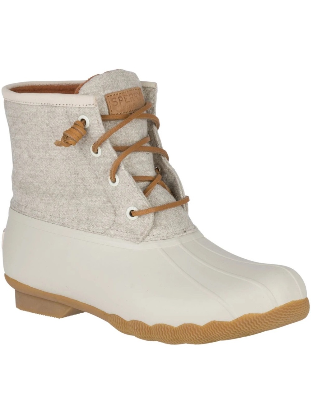 Sperry Wool Embossed Saltwater Thinsulate Duck Boots Off-White Waterproof 9.5